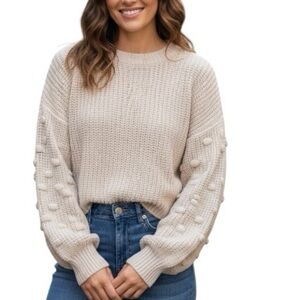 Moon & Madison beige knit cropped sweater size XS